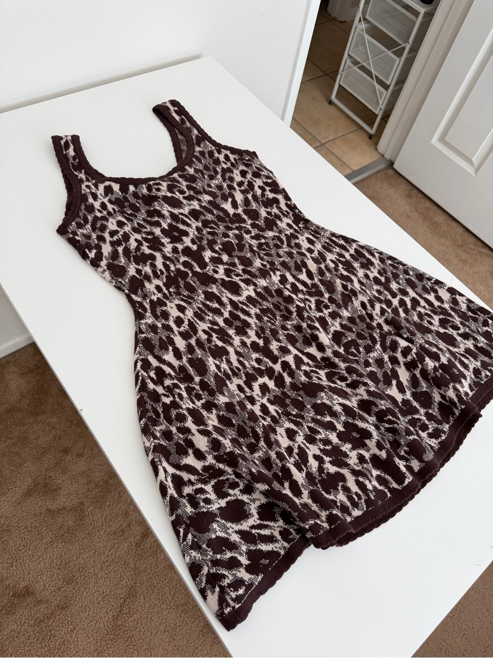 Cider Leopard-Print Mini Dress in Brown and Cream - Picture 7 of 7
